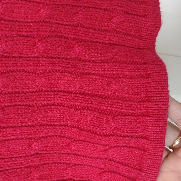 Dressbarn LS Red Cable Knit Mockneck Snowmen Snowflakes Embellished Sweater - Picture 4 of 16